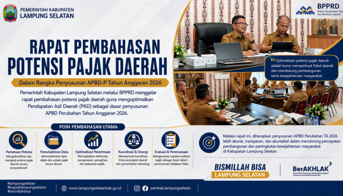 Rapat Pembahasan Potensi Pajak Daerah, Pemkab Lampung Selatan Optimalkan Penyusunan APBD-P 2026