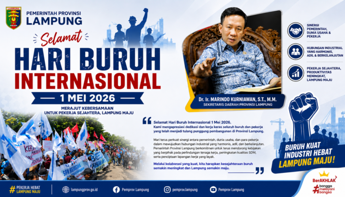 Sekda Provinsi Lampung Ucapkan Selamat Hari Buruh Internasional 2026