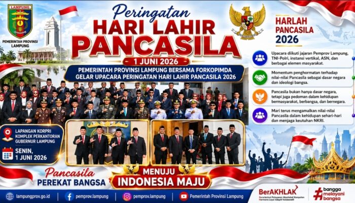 Pemerintah Provinsi Lampung dan Forkopimda Gelar Upacara Peringatan Hari Lahir Pancasila 2026