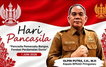Peringati Hari Lahir Pancasila 2026, BPKAD Kabupaten Pringsewu Ajak Masyarakat Perkuat Persatuan dan Semangat Kebangsaan