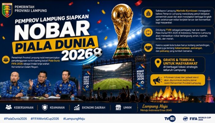 PEMPROV LAMPUNG SIAPKAN NOBAR PIALA DUNIA FIFA 2026 UNTUK MASYARAKAT, DORONG KEBERSAMAAN DAN PERTUMBUHAN EKONOMI DAERAH