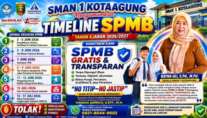 Ratna Uli Mengusung Tema “No Titip–No Jastip” Kelulusan SPMB SMAN 1 Kota Agung 100% Murni Hasil Seleksi