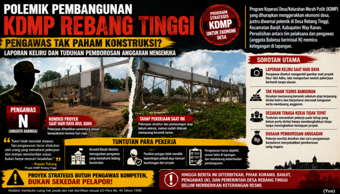 Polemik Pembangunan KDMP Rebang Tinggi Pengawas Tak Paham Konstruksi, Laporan Keliru, dan Tuduhan Pemborosan Anggaran Mengemuka