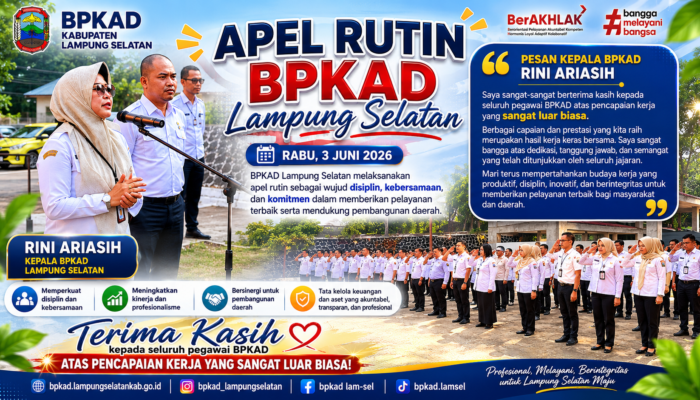 Apel Rutin BPKAD Lampung Selatan, Kaban Rini Ariasih Sampaikan Apresiasi atas Kinerja Pegawai yang Luar Biasa