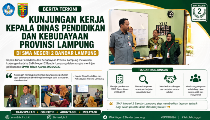 Kepala Dinas Pendidikan dan Kebudayaan Provinsi Lampung Tinjau Pelaksanaan SPMB di SMAN 2 Bandar Lampung