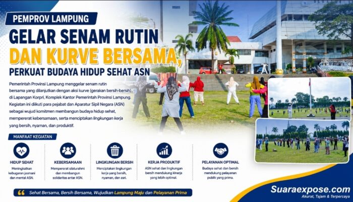Pemprov Lampung Gelar Senam Rutin dan Kurve Bersama, Perkuat Budaya Hidup Sehat ASN