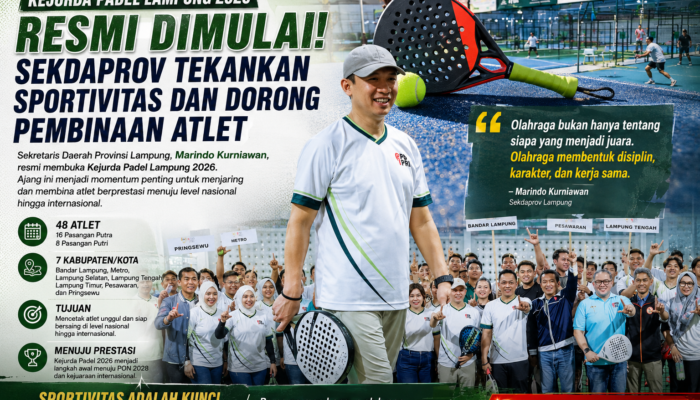 Kejurda Padel Lampung 2026 Resmi Dimulai, Sekdaprov Dorong Sportivitas dan Pembinaan Atlet Berprestasi