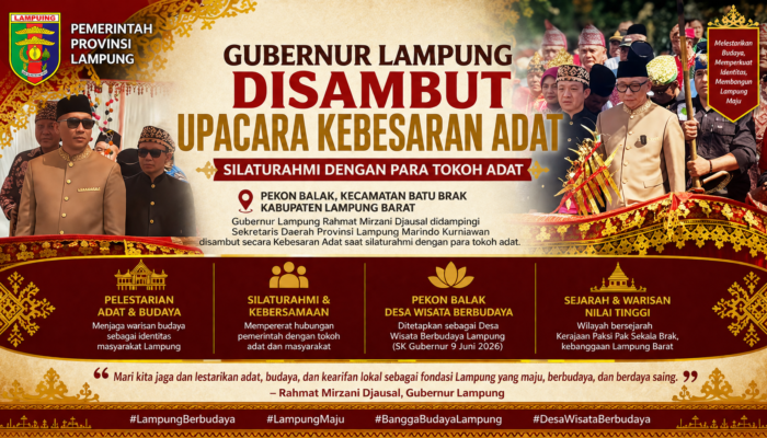 Gubernur Lampung Disambut Upacara Kebesaran Adat Saat Silaturahmi dengan Tokoh Adat di Batu Brak