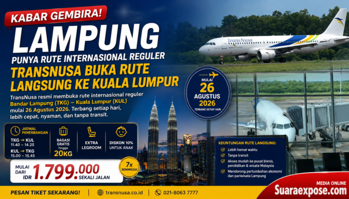 Lampung Miliki Rute Internasional Reguler, TransNusa Buka Penerbangan Langsung ke Kuala Lumpur