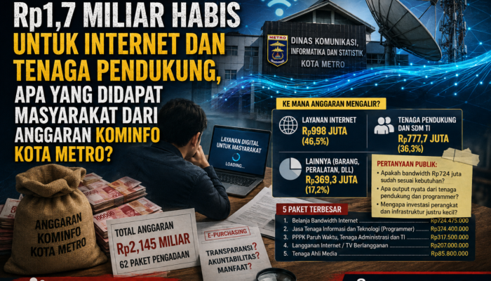 Rp1,7 Miliar Habis untuk Internet dan Tenaga Pendukung, Apa yang Didapat Masyarakat dari Anggaran Kominfo Kota Metro?