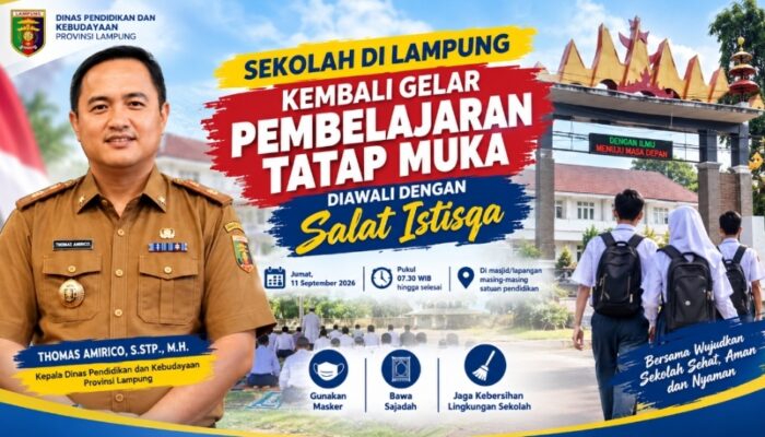 Sekolah di Lampung Kembali Gelar Pembelajaran Tatap Muka, Diawali Salat Istisqa