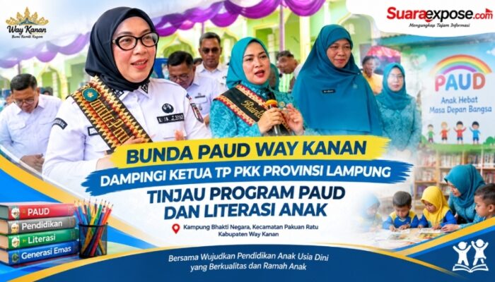 Bunda PAUD Way Kanan Dampingi Ketua TP PKK Provinsi Lampung Tinjau Program PAUD dan Literasi Anak