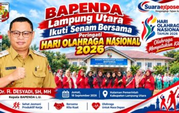 BAPENDA Lampung Utara Ikuti Senam Bersama Peringati Hari Olahraga Nasional 2026