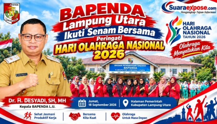 BAPENDA Lampung Utara Ikuti Senam Bersama Peringati Hari Olahraga Nasional 2026