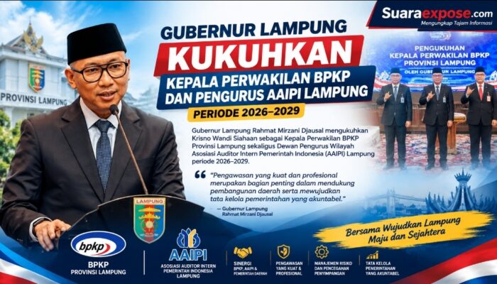 Gubernur Lampung Kukuhkan Kepala Perwakilan BPKP dan Pengurus AAIPI Lampung Periode 2026–2029
