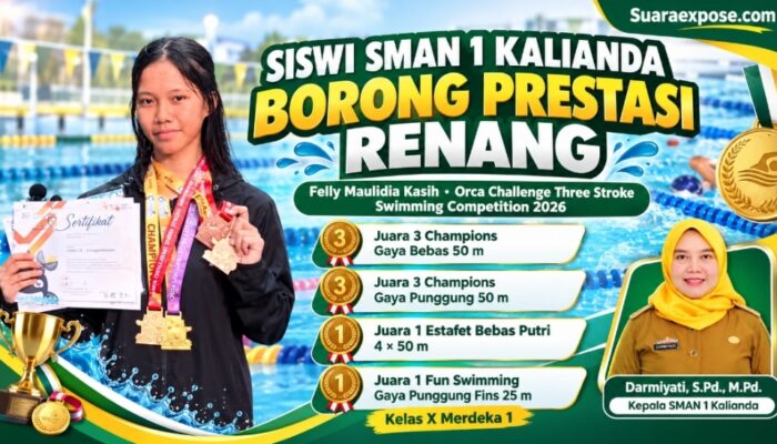 Siswi SMAN 1 Kalianda Felly Maulidia Kasih Borong Prestasi di Orca Challenge Swimming Competition 2026