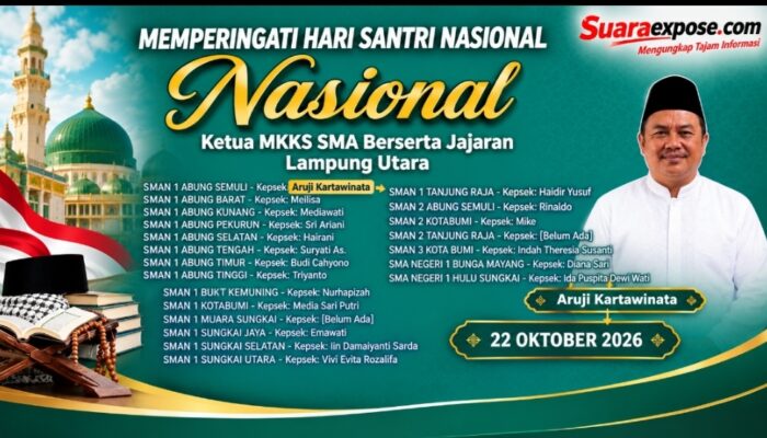Peringati Hari Santri Nasional 2026, Ketua MKKS SMA Bersama Jajaran Lampung Utara Sampaikan Pesan Kebersamaan